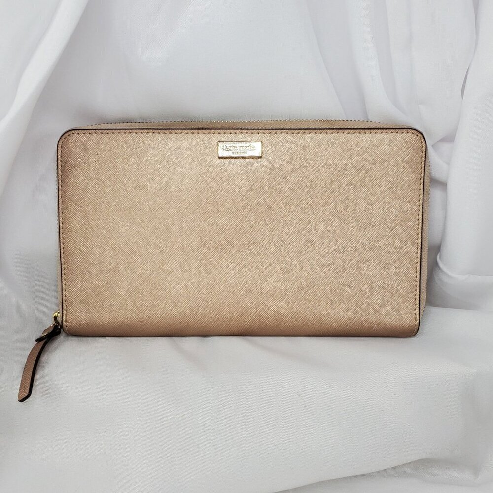 Kate Spade New York Newbury Lane Neda Rose Gold Zip-Around Wallet